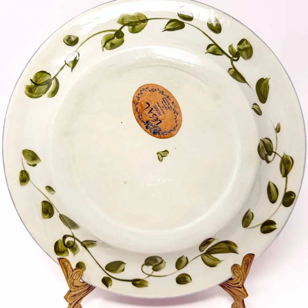 Lesal Home Hand Painted Floral Ceramic Plate Signed California 11” Tulip Decor